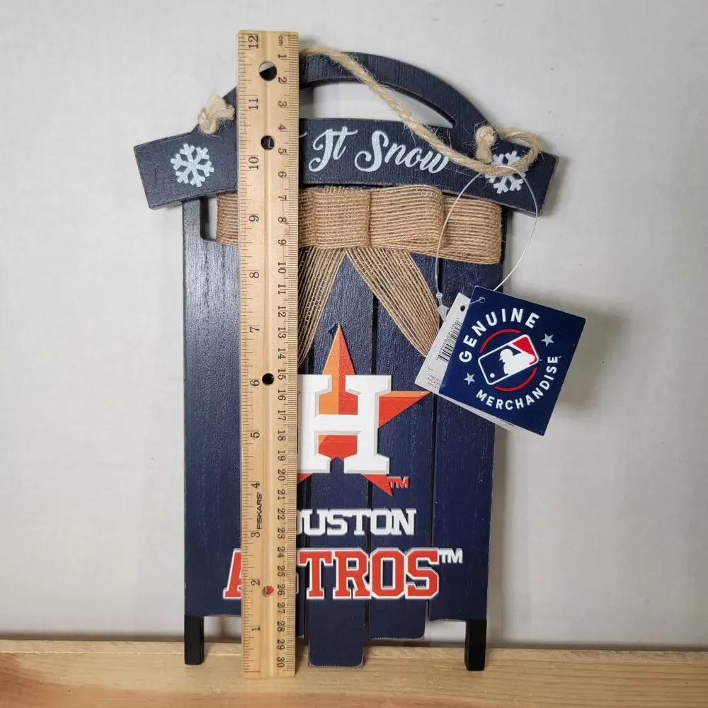 FOCO MLB Merch Houston Astros Christmas Sled Sign 
